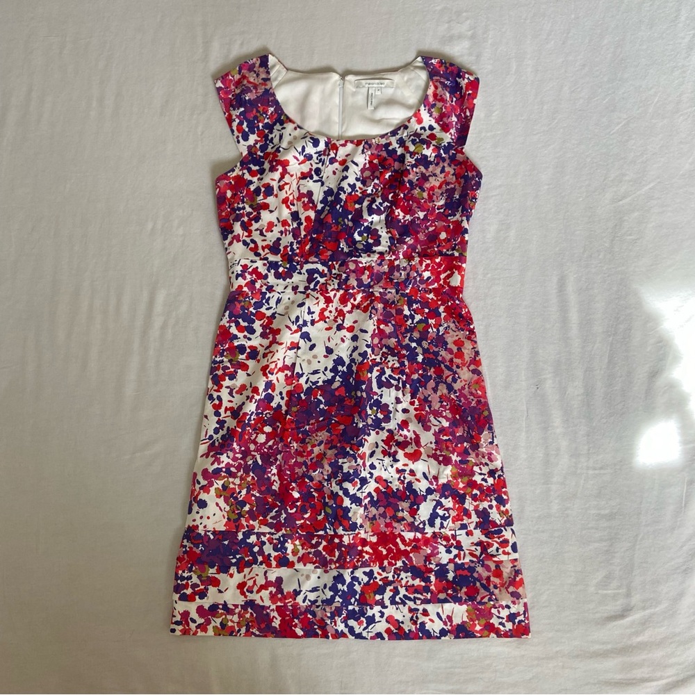 EUC Abstract Pink Purple Red flower paint Abstract Dress Size 10